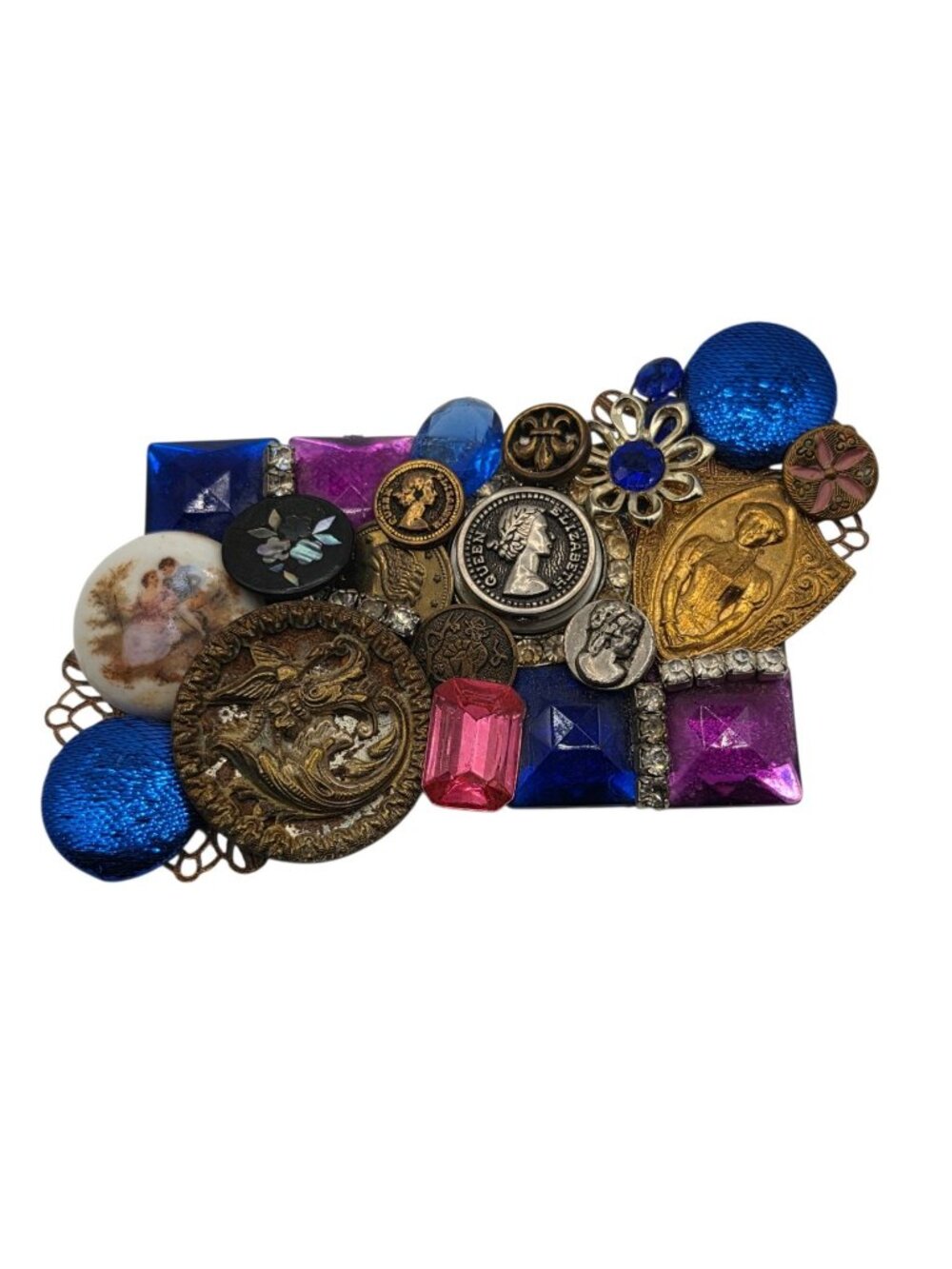 Ritz Glitz Some Days of Ease Vintage Assemblage Brooch Pin 1989 #751